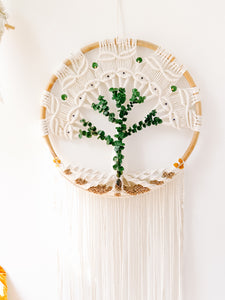 Tree of Life Macrame Wall Hang With Crystals & Dried Florals