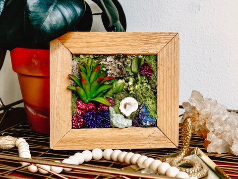 Mini Framed Faux Succulent Wall Piece