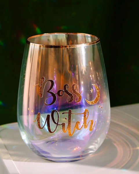 Iridescent "Boss Witch" Wine Glass