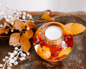 Round Autumn Harvest Tea Light Candle Holder
