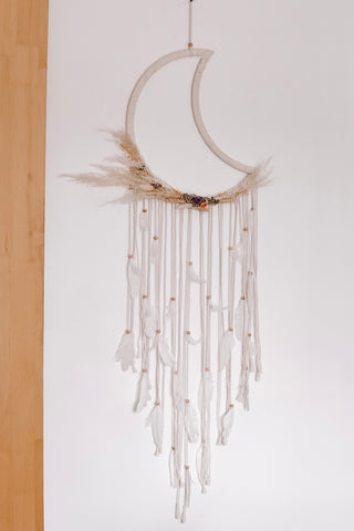 Macrame & Dried Floral Moon