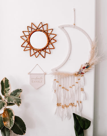 Macrame & Dried Floral Moon