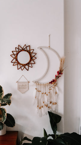 Macrame & Dried Floral Moon